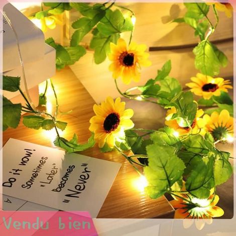 Chaîne de lumières de feuille de tournesol de Simulation Guirlande lumineuse à 20 LED en luminaire decorative Comme indiqué (1/4)