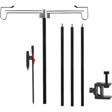 Support de Lampe en Alliage en Aluminium Pliable Télescopique avec Hameçon Double Support de Lumière de Camping (1/5)