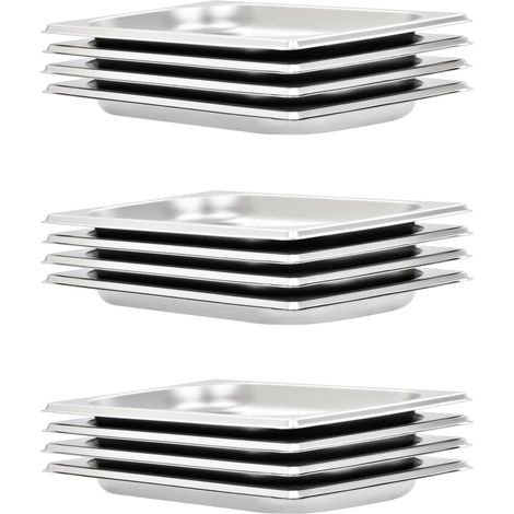 vidaXL Contenitori Gastronorm 12 pz GN 1/4 20 mm in Acciaio Inox