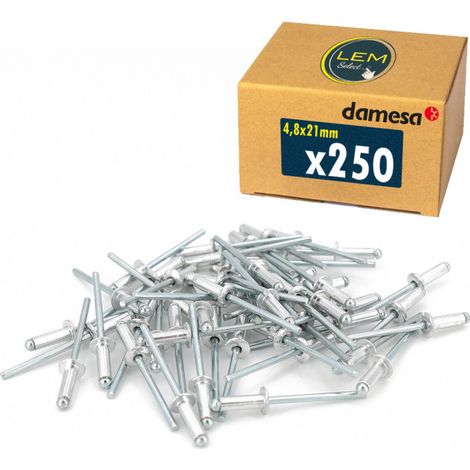 Lot de 250 - Rivet pop aveugle tête plate aluminium/acier 4.8x21 mm