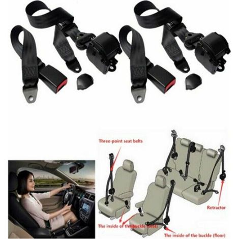 VURAHOME - Ceinture de sécurité réglable 3 points ceinture de sécurité de voiture univers automatique télescopique ceinture de sécurité de voiture pour Go Kart Club Golf chariot véhicule camion (1/5)