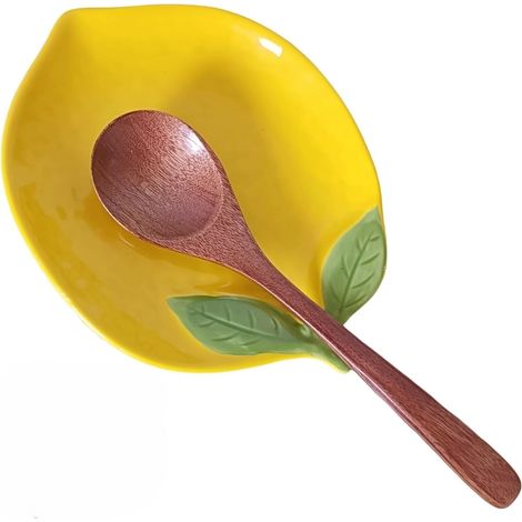 Ceramic Lemon Spoon Rest, Kitchen Spoon, Multi-Function Cutlery Rest, Heat Resistant Spoon Holder for Soap Dishes, Condiments and Lids, Dishwasher Safe (1/5)