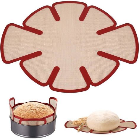 Tapis de cuisson en silicone pour cocotte en fonte, tapis à pain réutilisable avec poignées 8 pétales. (1/5)