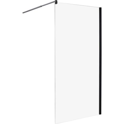Box Doccia in Vetro Temperato Divisorio Senza Porta nero 100 x 190 cm Ahaus