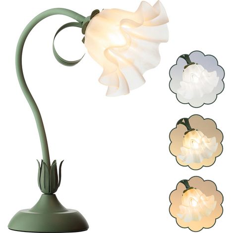 Lampe de table à fleurs, lampe de lecture LED, veilleuse à fleurs vintage, 3 modes de couleurs, lampes de chevet avec ampoule (1/5)