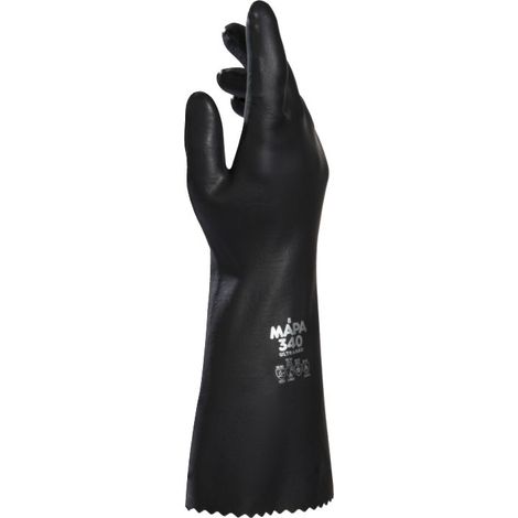 Gants de manutention Mapa ULTRANEO 340 taille 7, Résiste aux produits chimiques, 1 Paire, Noir ( Prix pour Paquet de 5 Paires )