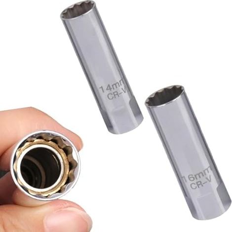 Lot de 2 clés à bougie d'allumage - Bougies Clé 16 mm 14 Pour réparation automobile moto 3/8, (1/5)