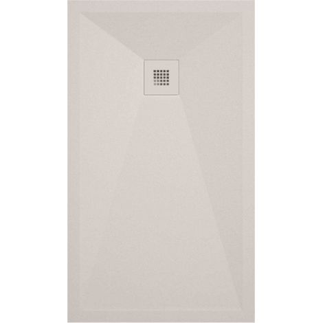 Mineralguss-Duschwanne extra flach ONDA Schieferoptik SAND 70x100 cm Auslaufschutz in Farbe