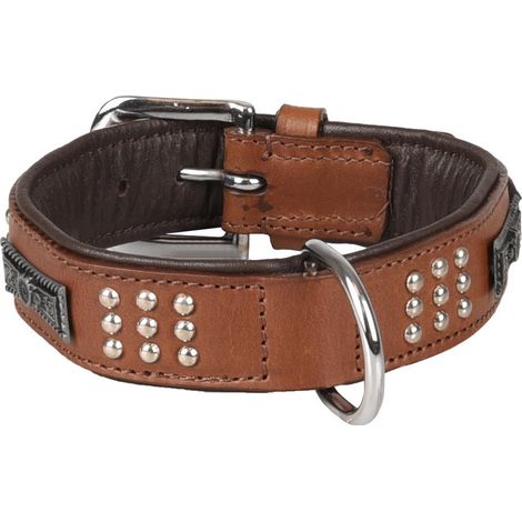 Collier Cuir SEDONA brun taille S/M 31-35 cm pour chien. - Flamingo