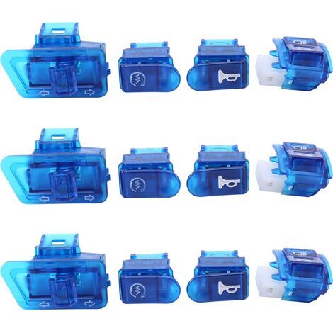 12X Bouton de Commutation de Klaxon de Moto Bouton de Commutation de Clignotant Bouton de Démarrage pour DIO ZX AF27 AF28 AF34 AF35 Bleu