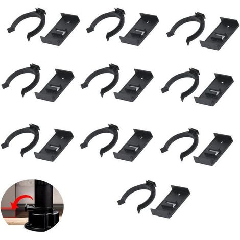 Packung mit 10 Befestigungsclips für 3,9 cm verstellbare Möbelfüße, Sockel, Fußleisten, Kunststofffüße, Paneelbefestigungen (1/5)