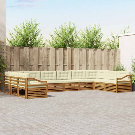 Sofagarnituren 10 pcs Natur und Creme Massivholz Akazie