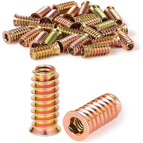25 Pièces Insert Fileté Bois M4x12mm Insert Fileté Manchon Rampe Acier Carbone Manchon à Visser Fabrication de Meubles en Bois et Assemblage de Meubles (1/5)
