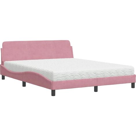 Maison Exclusive - Lit avec matelas Dover rose 160x200 cm velours (1/5)