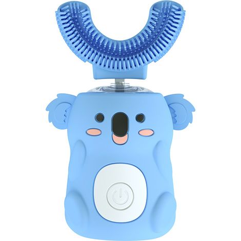 Brosse à dents électrique pour enfants en forme de U, tête de brosse en silicone souple, motif dessin animé, 3 modes avec musique, nettoyage efficace à 360° (1/3)