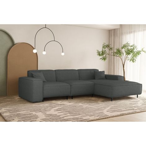Ecksofa Designersofa GLORIA in Stoff Artico Anthrazit Ottomane Rechts