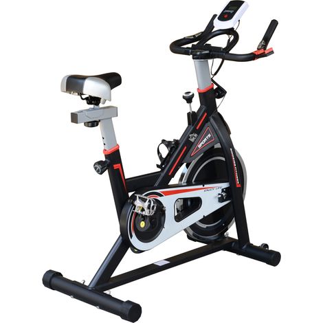 Vélo d'appartement avec volant d'inertie de 8 kg, écran LCD, moniteur de fréquence cardiaque, selle et guidon réglables, 103 x 48 x 115 cm, noir - matériau durable, installation facile, adapté aux ois