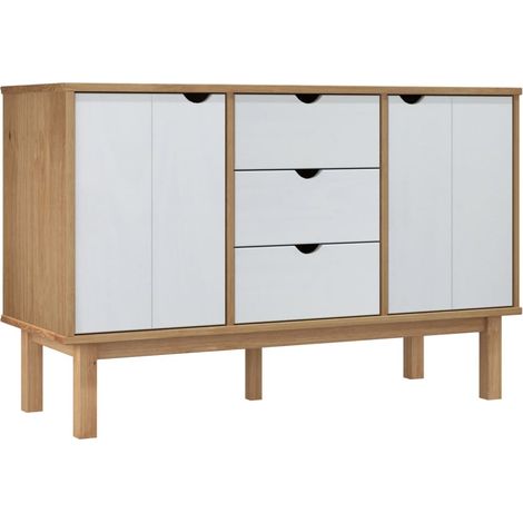 Sideboard OTTA Brown and White 113.5x43x73 cm Solid Wood Pine vidaXL (1/5)