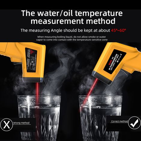 -50  530 ℃ Tragbares 12:1 Laser-Infrarot-Thermometer mit Zielpositionierung, berührungsloses digitales Temperaturmessgerät mit LCD-Bildschirm, einstellbarem Emissionsgrad-Pyrometer für Industrieküchen (1/5)