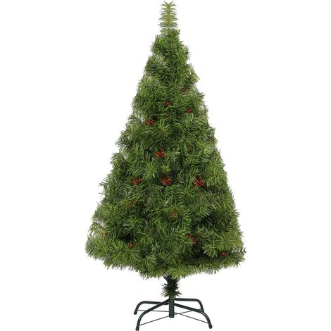 7ft Pre Decorated Elegant Artificial Christmas Tree Berries Boulder Pine Xmas Home Decorations 210cm