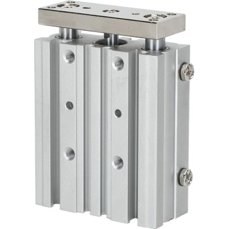 Vérin pneumatique à 3 tiges, type SMC, double effet, alésage 12 mm, course 40 mm, avec guide (1/5)