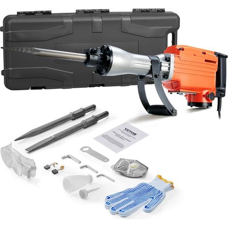 Pour buriner le béton et la brique, marteau perforateur électrique 2200 W avec 2 burins et mandrin hexagonal (1/5)