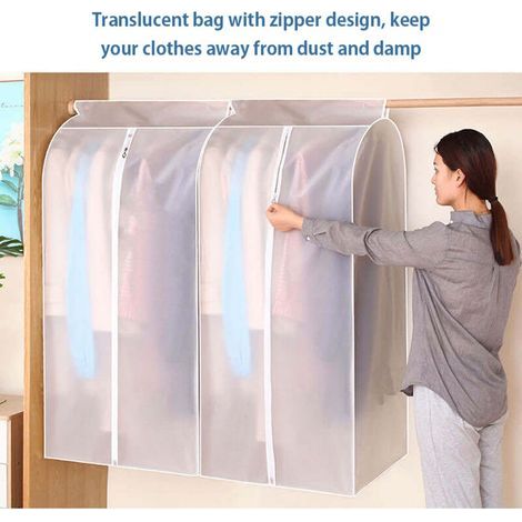 Housse de protection pour vêtements, sac de rangement suspendu, translucide, anti-poussière, étanche pour garde-robe avec fermeture éclair complète (1/5)