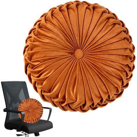 Coussin rond générique pour bureau , en forme de boule - plissé velours canapé , fauteuil , divan ,