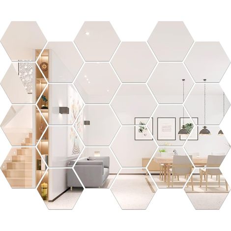 Lot de 24 miroirs 3D en acrylique pour chambres d'enfants, décoration murale autocollante – Décoration pour salon, chambre, maison de campagne (1/5)