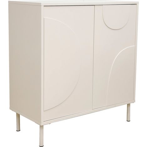 Buffet commode meuble de rangement salon entré chambre Holea avec 2 portes 75 x 70 x 34 cm beige (1/5)