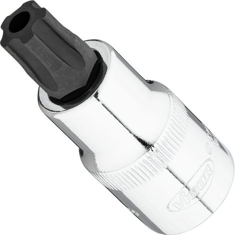 VIGOR Schraubendrehereinsatz, 1/2 (12,5 mm) Vierkant hohl, Innenprofil mit 5 abgerundeten Flanken, mit Stirnlochbohrung (TORX-ähnlich), SW T55+H (1/2)