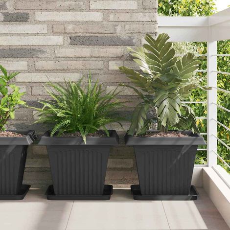 Quadratischer Blumentopf 6 pcs Schwarz 38 x 38 x 30 cm