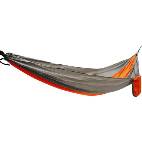 Hamac portable avec corde d'attache, balançoire suspendue élargie pour l'intérieur, l'extérieur et le camping, gris argenté et orange (1/5)