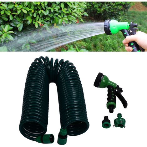 Tuyau d'arrosage télescopique à ressort EVA 15m, 7 modes pour jardin, pelouse et plantes (1/5)