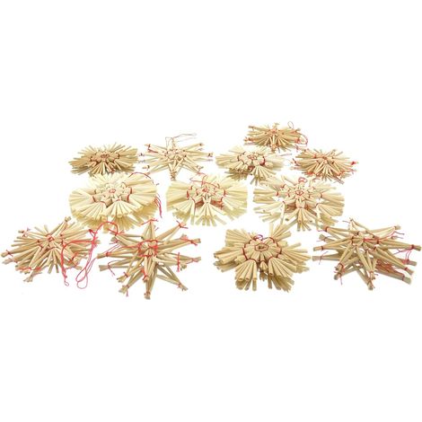 POSIWIO Weihnachtsdeko Strohsterne Natur & Rot Ø 8 cm 4 Motive