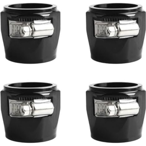 KVAEY Lot de 4 colliers de finition de tuyau de voiture, 10 AN réglables en aluminium pour tuyaux tressés en acier inoxydable, connecteurs de tuyau flexibles avec bande à vis pour tuyau de carburant, (1/5)