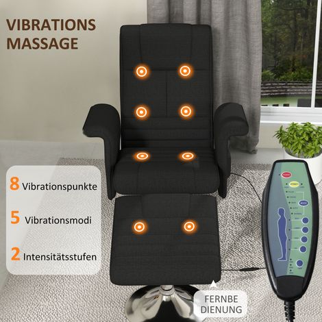 Fauteuil relaxant massant avec repose-jambes, dossier réglable inclinable, 78 x 95 x 88 cm, noir (1/4)