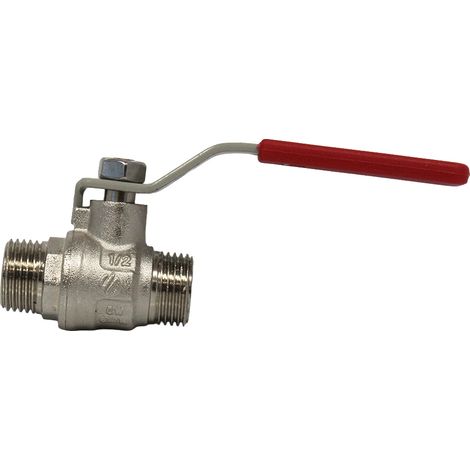 Vanne à sphère PN25 NILE VA25 ACS 1/2" (15/21) Mâle Mâle - Poignée plate rouge - Arco (1/5)