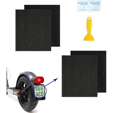 Lot de 2 supports auto-adhésifs pour plaque d'immatriculation scooter, trottinette, mobylette 135x110mm velcro (1/5)