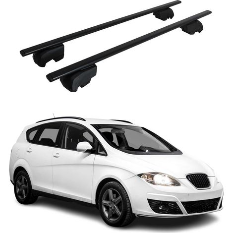 OMAC Dachtrager Quertrager für Seat Altea XL 2007-2015 – City Crash getestet – ISO PAS 11154:2006 – Abschliessbar – Max 75 kg – 2 Stangen Stahl Schwarz (1/5)