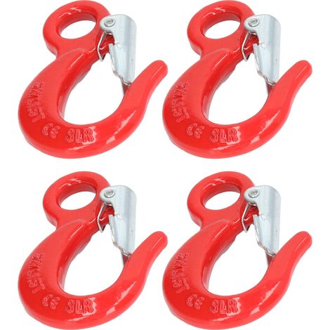 Lot de 4 crochets coulissants renforcés, robustes, trempés à haute température, pour élingues de levage pratiques et sûres. (1/5)
