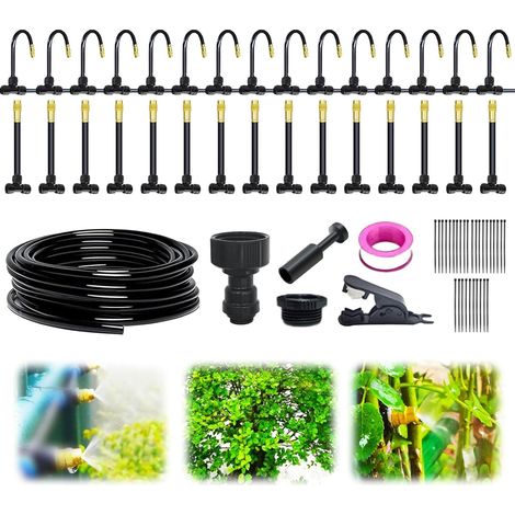 Kit sistema di irrigazione da giardino regolabile da 15 m – Nuovo sistema di irrigazione con ugello flessibile per piante da esterno, prato e giardino