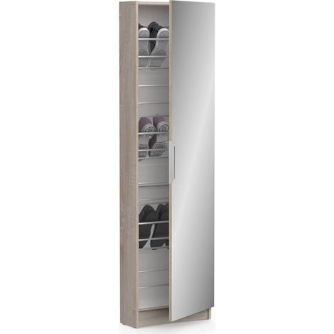 Dmora - Schuhschrank Drome, Schuhregal, Mehrzweck-Eingangsgarderobe, Möbel für Schuhe, 50x20 h181 cm, Eiche
