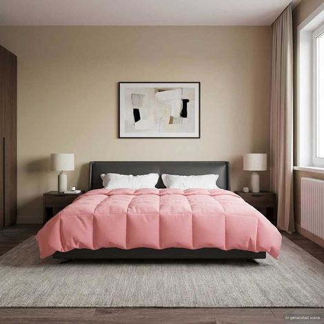 Edredón de Todo el Año Acolchado Rosa 200 x 200 cm Microfibra