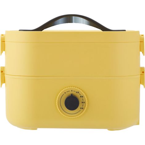 Boîte-repas chauffante électrique 1.2L ABS portable avec compartiments, pour bureau, voiture, camion, école, maison - Jaune (1/5)