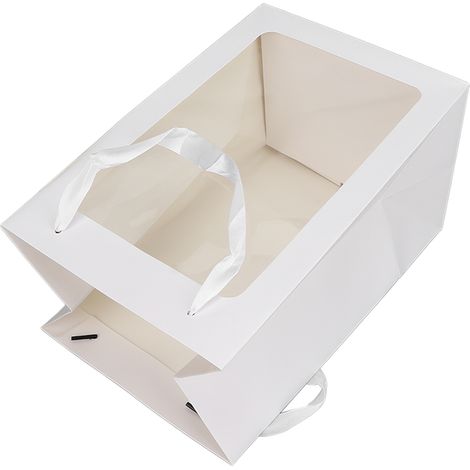 Sachets cadeaux en papier blanc grand format avec fenêtre, pour fêtes de Noël et anniversaires, paquets de friandises, lots de pochettes cadeaux (1/5)