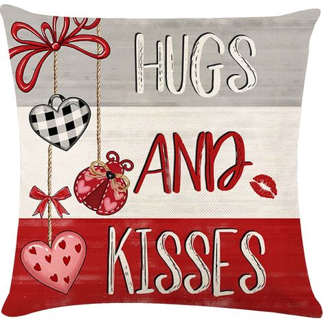 Housse De Coussin - Forme De Coeur - Lin - 45 x 45 cm - Décoration Intérieure Extérieure - Pour Canapé Lit Terrasse - 1 Pièce (1/5)