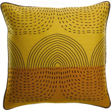 VIVARAISE - Coussin décoratif brodé Étna - Vivaraise, couleur Mirabelle, 45 x 45 cm (1/4)