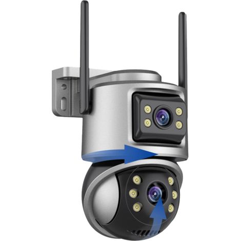 Caméra IP WiFi extérieure - Rotation PTZ - Sécurité domestique intelligente - Double objectif HD - Vision nocturne IR - Surveillance complète 360° (1/5)