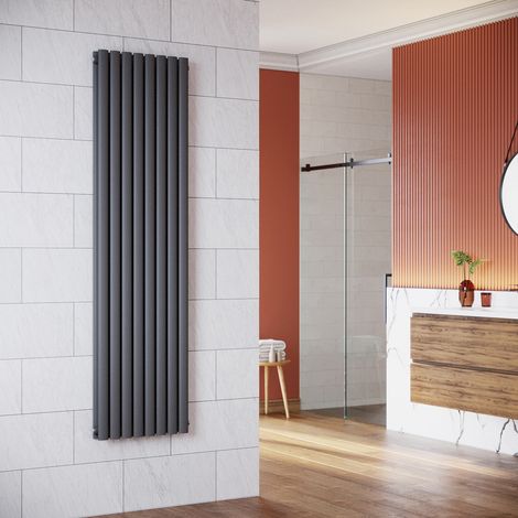 SONNI Design Pannello Radiatore Tubi 1800 x 472 mm Antracite Doppio Strato Bagno Radiatore Collegamento Centrale Tubi Verticali Radiatore
